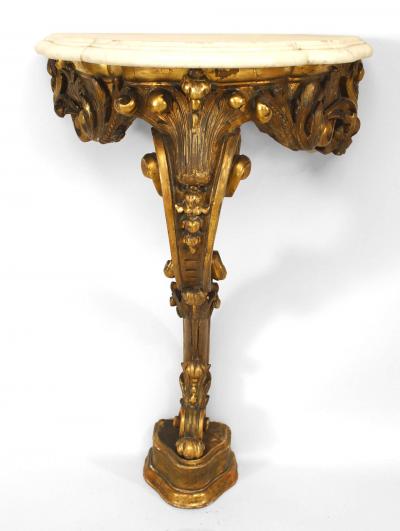 Pair of Pair of French Victorian Gilt and Marbled Console Table