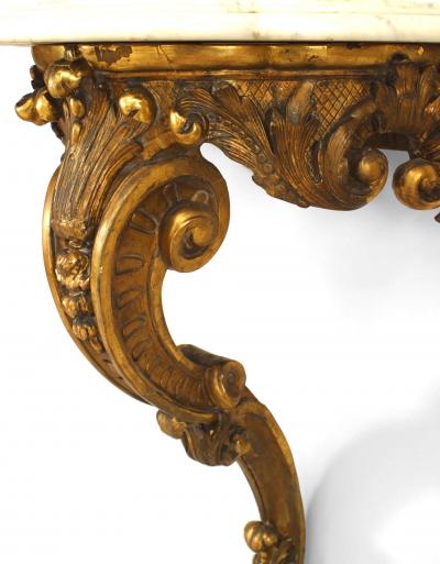 Pair of Pair of French Victorian Gilt and Marbled Console Table