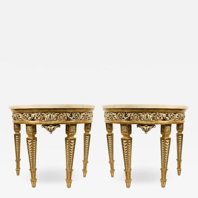 Pair of Pair of Italian Neo Classic Gilt Demilune Console Table