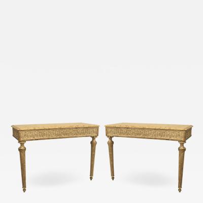 Pair of Pair of Italian Neo Classic Gilt and Marble Console Table