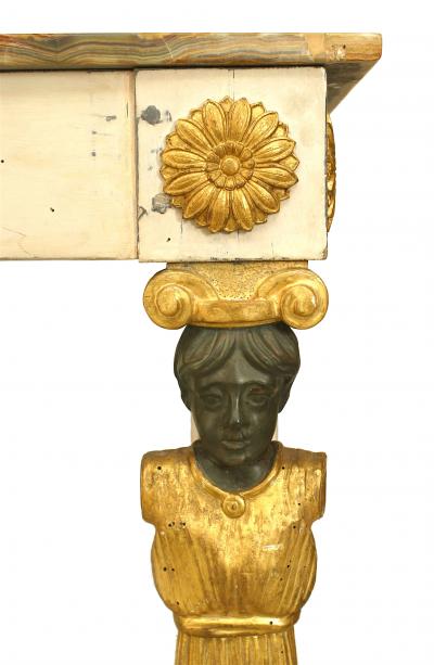 Pair of Pair of Italian Neo Classic Painted Onyx Top Console Table