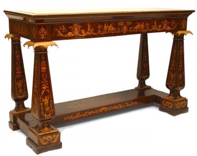 Pair of Pair of Italian Neo Classic Rosewood Chinoiserie Console Table