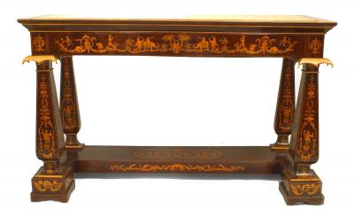 Pair of Pair of Italian Neo Classic Rosewood Chinoiserie Console Table