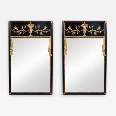 Pair of Pair of Italian Neo classic Black Lacquered Vertical Mirrors