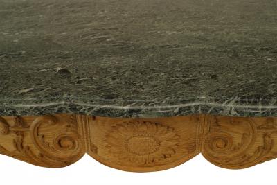 Pair of Pair of Louis XV Oak Green Marble Console Table