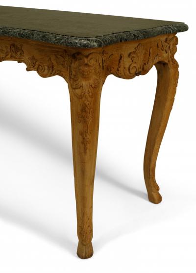 Pair of Pair of Louis XV Oak Green Marble Console Table