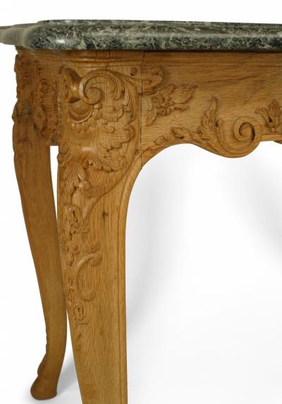 Pair of Pair of Louis XV Oak Green Marble Console Table