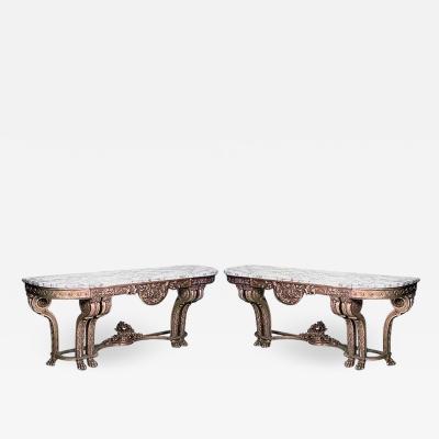 Pair of Pair of Louis XVI Giltwood and Marble Top Console Table