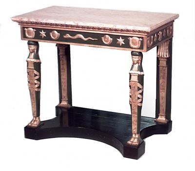 Pair of Pair of Russian Neoclassic Gilt and Green Console Table