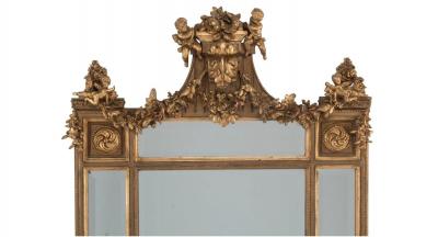 Pair of Palatial Mirrors Louis XVI Giltwood Hand Carved Pier Console Wall