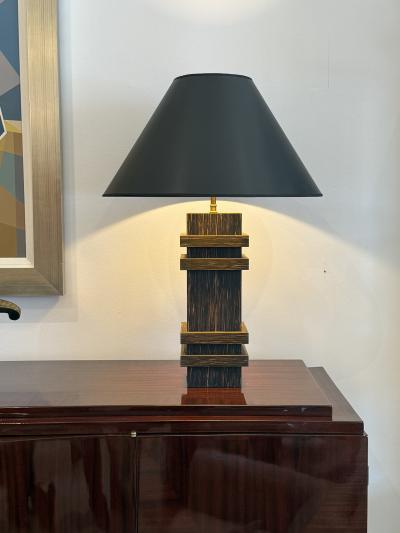 Pair of Palm wood Art Deco Style lamps