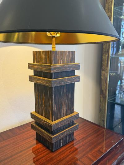 Pair of Palm wood Art Deco Style lamps