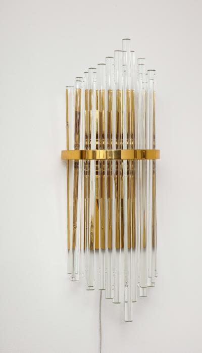 Pair of Palwa Wall Sconces with Thick Crystal Rods