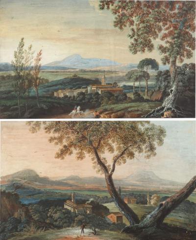 Pair of Pastoral Landscapes 18th c 