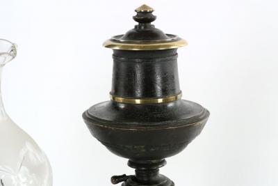 Pair of Patinated Brass Electrified Oil Lamps England 19th Century