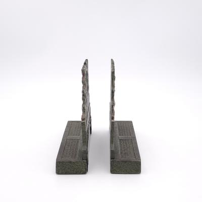 Pair of Patinated Bronze Bookends on Granite Bases Inspired by Maxfield Parrish