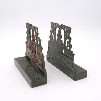 Pair of Patinated Bronze Bookends on Granite Bases Inspired by Maxfield Parrish