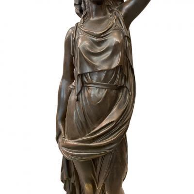 Pair of Patinated Bronze French Torch re Lamps 19th century