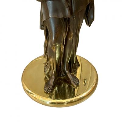 Pair of Patinated Bronze French Torch re Lamps 19th century