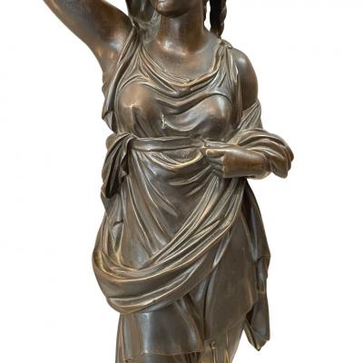 Pair of Patinated Bronze French Torch re Lamps 19th century