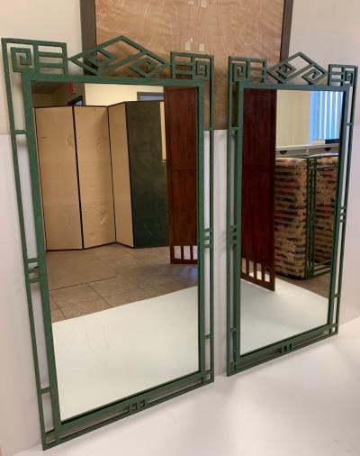Pair of Patinated Iron Mirrors