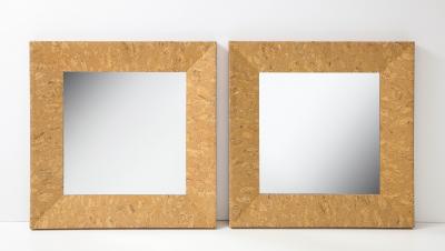 Pair of Paul Franklin Style Cork Square Mirrors