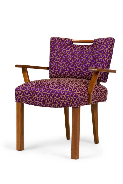 Pair of Paul Laszlo Mid Century American Geometric Upholstered Armchairs