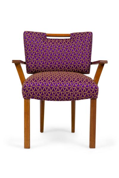 Pair of Paul Laszlo Mid Century American Geometric Upholstered Armchairs