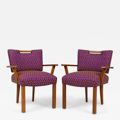 Pair of Paul Laszlo Mid Century American Geometric Upholstered Armchairs