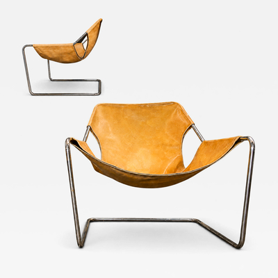 Pair of Paulistano Armchairs by Paulo Mendes da Rocha Leather Stainless Steel