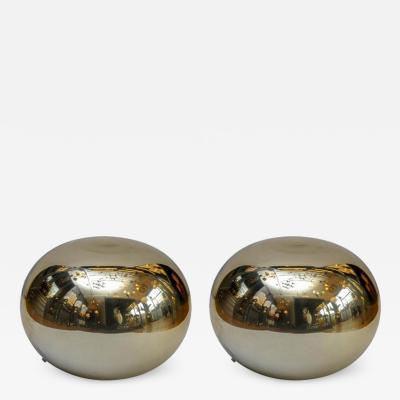 Pair of Pebble Shaped Golden Glass Lamps