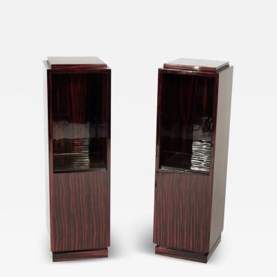 Pair of Pedestals Columns in Makassar Ebony Wood