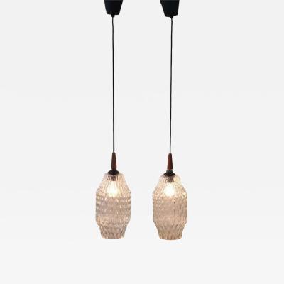 Pair of Pendant Lamps in Murano Glass Italy 1960s