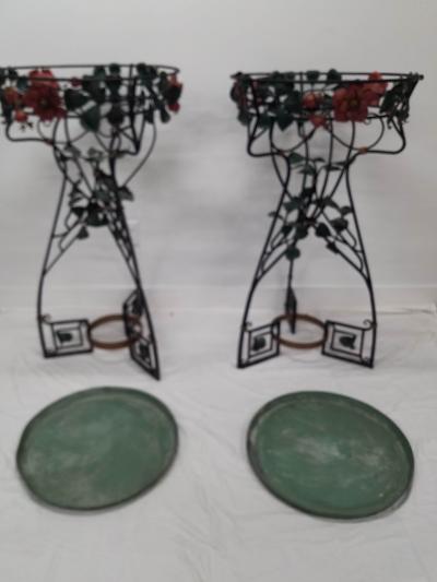 Pair of Period Art Nouveau Wrought iron Fernery Plant Stands