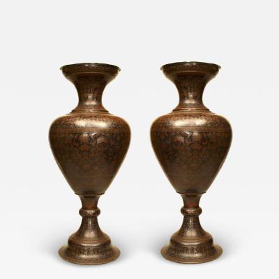 Pair of Persian Style Cloisonne and Enamel Floor Vases