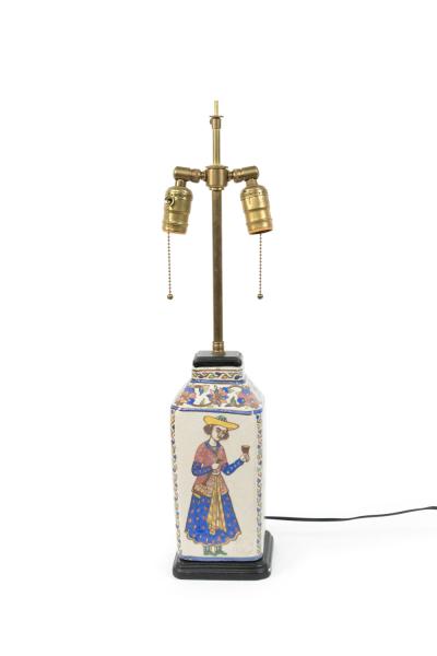 Pair of Persian Style Folk Earthenware Vase Table Lamps