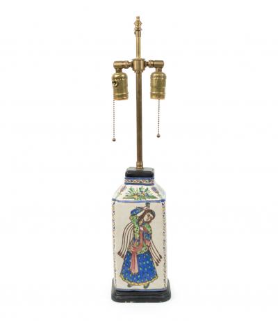 Pair of Persian Style Folk Earthenware Vase Table Lamps