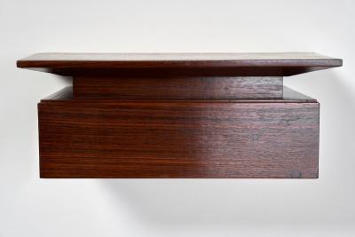 Pair of Petite Danish Modern Single Drawer Floating Nightstands in Rosewood