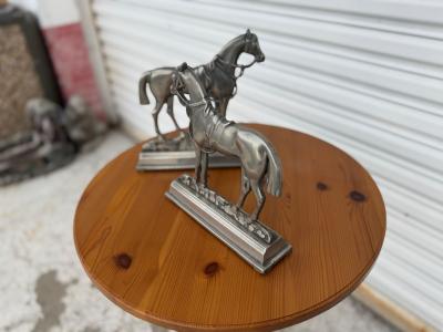 Pair of Pewter Stallion and Mare Bookends