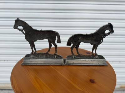 Pair of Pewter Stallion and Mare Bookends