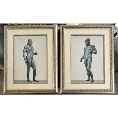 Pair of Photograph Prints of Antique Ancient Greek Male Nude Sculpture