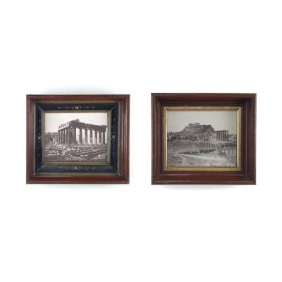 Pair of Photographs of the Acropolis and Parthenon Greece circa 1890