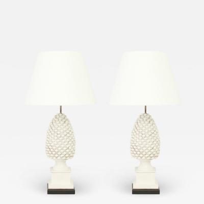 Pair of Pineapple Ceramic Table Lamps by Antonio Campuzano Spain 1960s