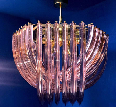 Pair of Pink Murano Curvati Ceiling Light or Flush Mount 1990