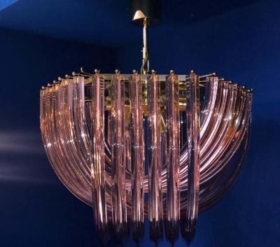 Pair of Pink Murano Curvati Ceiling Light or Flush Mount 1990