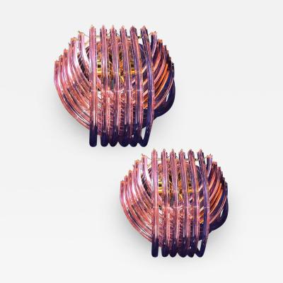 Pair of Pink Murano Curvati Ceiling Light or Flushmount 1990