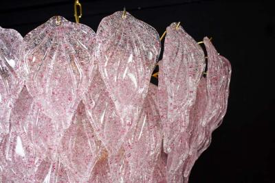 Pair of Pink Murano Glass Polar Chandelier Italy 1970s