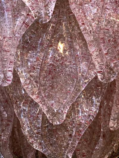 Pair of Pink Murano Glass Polar Chandelier Italy 1970s