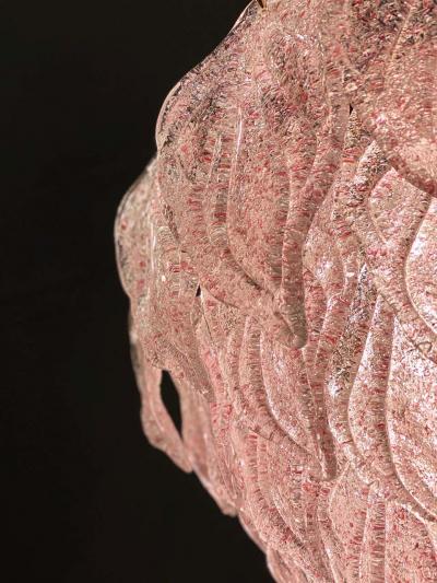 Pair of Pink Murano Glass Polar Chandelier Italy 1970s
