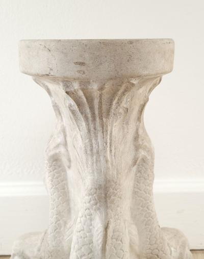 Pair of Plaster Grotto Pedestals with Dolphins circa 1950s Two pairs available